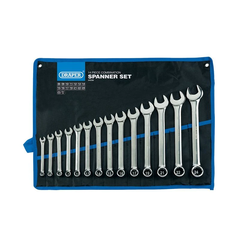 Draper HI-TORQ Metric Combination Spanner Set Of 14 - 8-24mm 3 Draper HI-TORQ Metric Combination Spanner Set Of 14 - 8-24mm