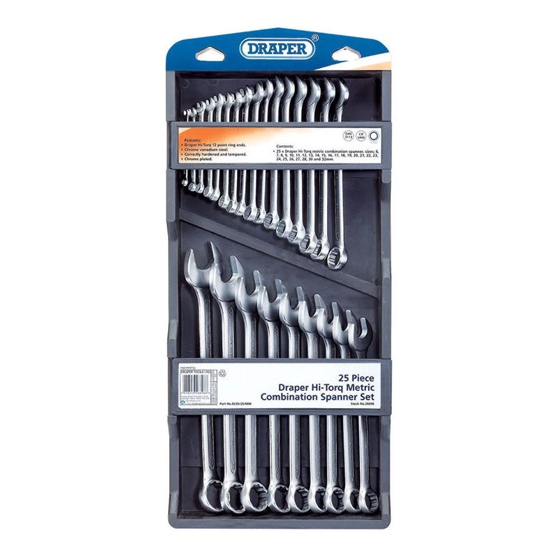Draper HI-TORQ Combination Spanner Set Of 25 - 6-32mm 3 Draper HI-TORQ Combination Spanner Set Of 25 - 6-32mm