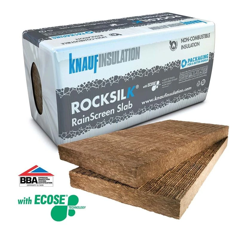 Knauf Rocksilk RainScreen Slab Rock Mineral Wool Insulation - 1200 X 600mm 3 Knauf Rocksilk RainScreen Slab Rock Mineral Wool Insulation - 1200 X 600mm