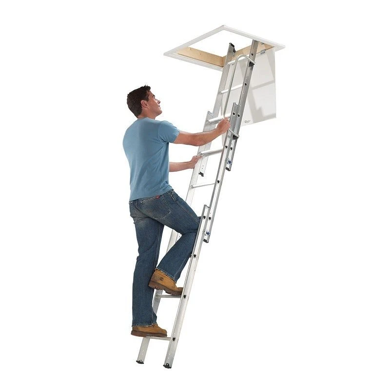 Werner BS EN 14975 3 Section Aluminium Loft Ladder With Handrail 4 Werner BS EN 14975 3 Section Aluminium Loft Ladder With Handrail - Image 2